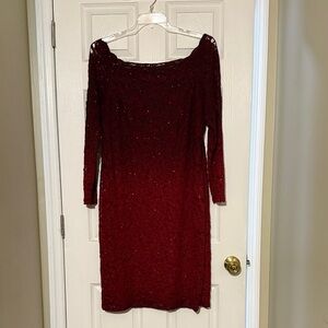 Onyx Nite Burgundy Long Sleeve Dress